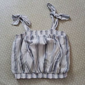 White and blue cropped shirt